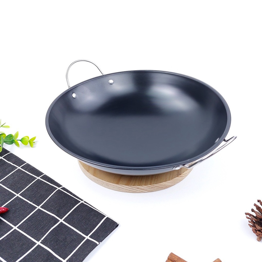 Is - Wajan Hitam Mini Stainless Steel Tebal 21/23/25Cm - Kuali Mini Penggorengan Anti Lengket - Waja