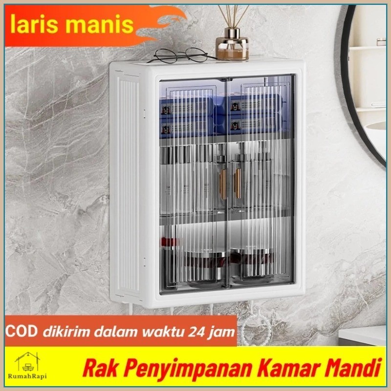 Lemari Kamar Mandi/Lemari Plastik Kamar Mandi Dinding Aesthetic Kabinet Kamar Mandi Tertutup Kotak R