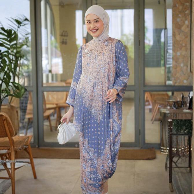 FREYA Set Baju Kurung Melayu Viscose dan Rok Lilit Batik