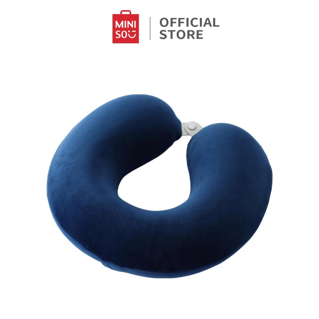Miniso X Solid Color Bantal Leher Travel Lipat Neck Pillow Memory Foam Travel U-Shaped Pillow