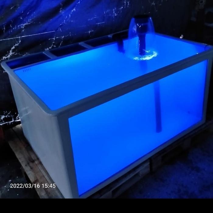 bak fiber ikan licin luar dalam 150x100x80 kaca 12mm temperglass