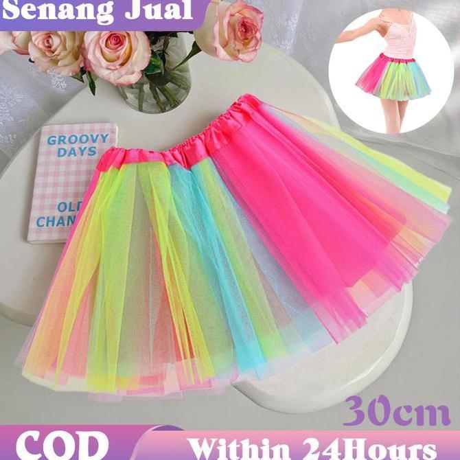 ODONTY Rok Tutu Perempuan Rok Pelangi Rok Rainbow Anak