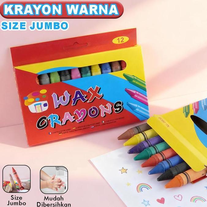 KINEGY Krayon Warna Jumbo Krayon LIlin Besar Non Toxic Varian Isi Mudah Dibersihkan Aman Perlengkapa