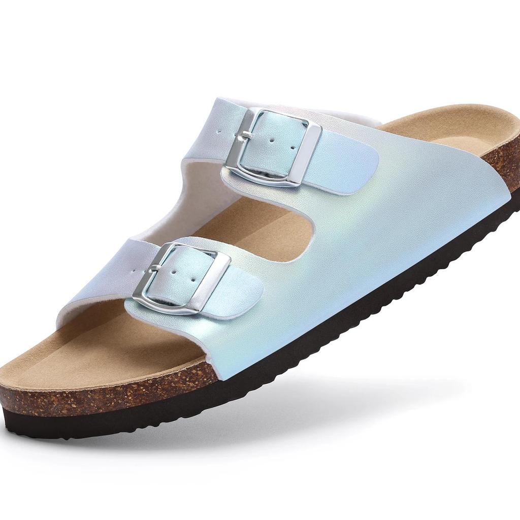 Comwarm Fashion Gradient Women'S Sandals New Summer Cork Footbed Sandals With Double Buckle Lady Bea