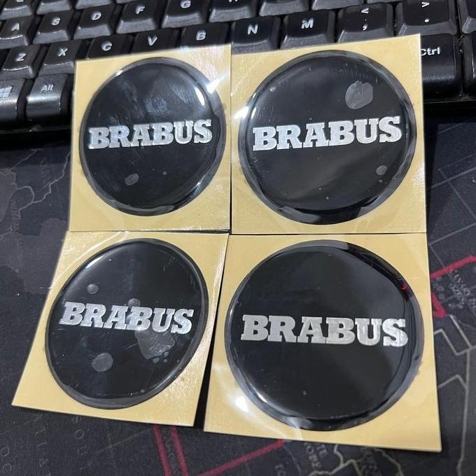 CUTTING STICKER TIMBUL BRABUS SILVER CHROME UNTUK DOP TUTUP VELG RACING MOBIL 55MM STIKER RESIN ISI 