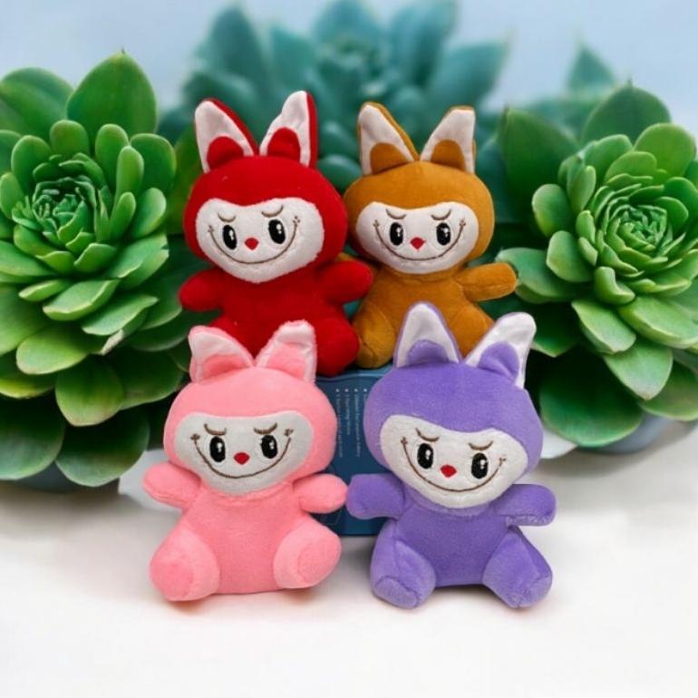 HOT DEALS Boneka Mini labubu buket kado Karakter lengkap, Boba, Panda, keropi, stitch, dog, monyet, 