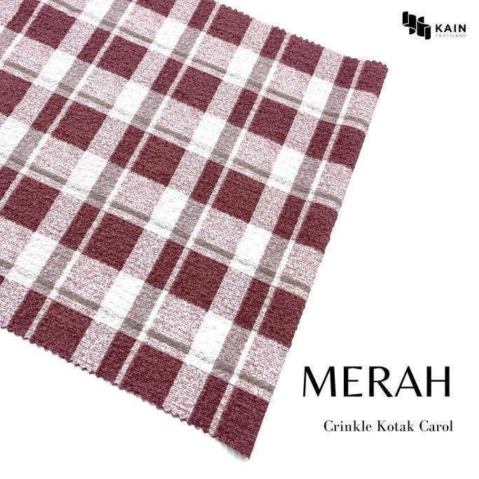 Bahan Kain Crinkle Kringkle Motif Kotak Carol per 0,5 meter