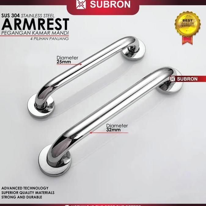SUBRON SUS304 Pegangan Kamar Mandi 50cm Toilet 2 Pilihan Diameter Pipa