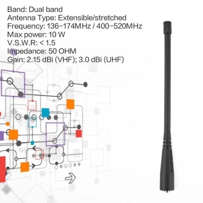 TERLARIS ANTENA HT BAOFENG UV5 UV82 - ANTENA HT POFUNG UV-5R DUAL BAND 16CM