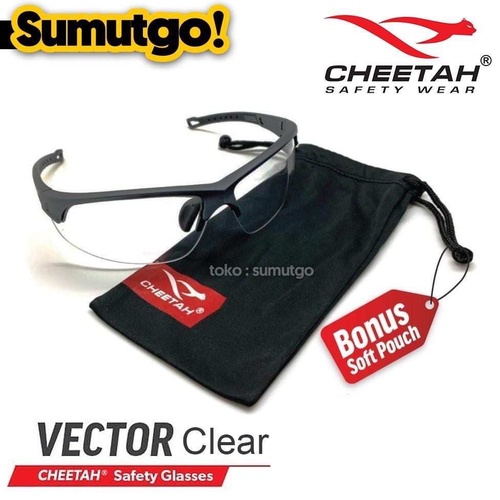 CHEETAH VECTOR CLEAR / Kacamata Trendy Keren VIRAL Putih Bening Pelindung Motor Biker Ojol / Safety 