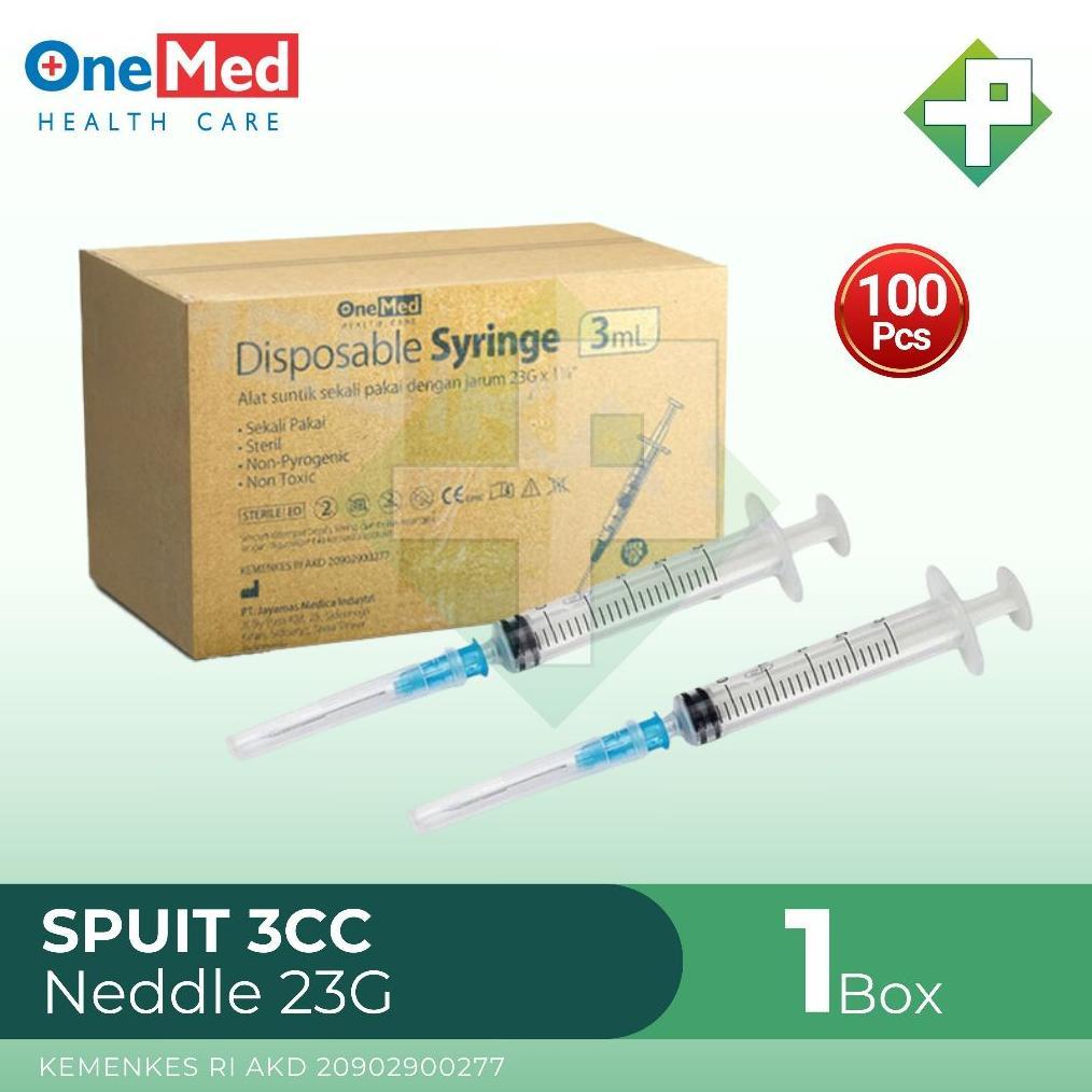 Onemed - Spuit 3cc Needle 23G | Syringe 3cc Box Isi 100 | PENTALOGY