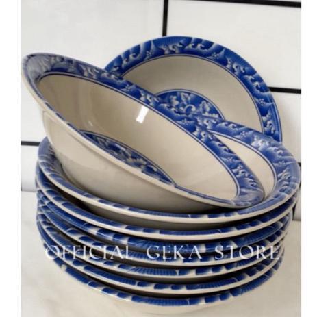6 Pcs Mangkok Keramik Lucky Motif Kembang Biru Mangkok Keramik Diameter 7 Inchi Mangkok Mie Ayam
