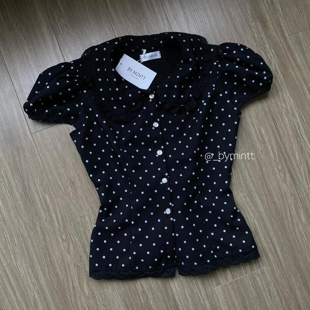 BESTPROMO BLOUSE TOP POLKADOT CROP BLOUSE ATASAN WANITA | BLOUSE POLKADOT | CROP ATASAN CROP WANITA 