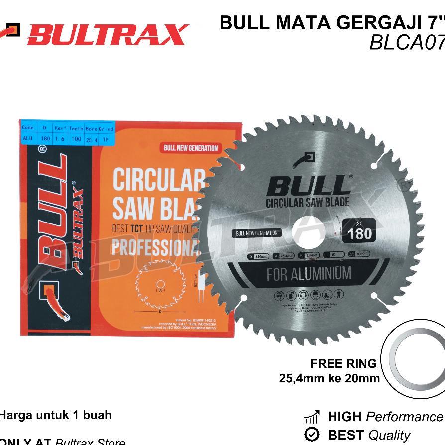 Bull Mata Gergaji 7 Inch Untuk Alumunium / Circular Saw Blade 7" Super Thin Blca07