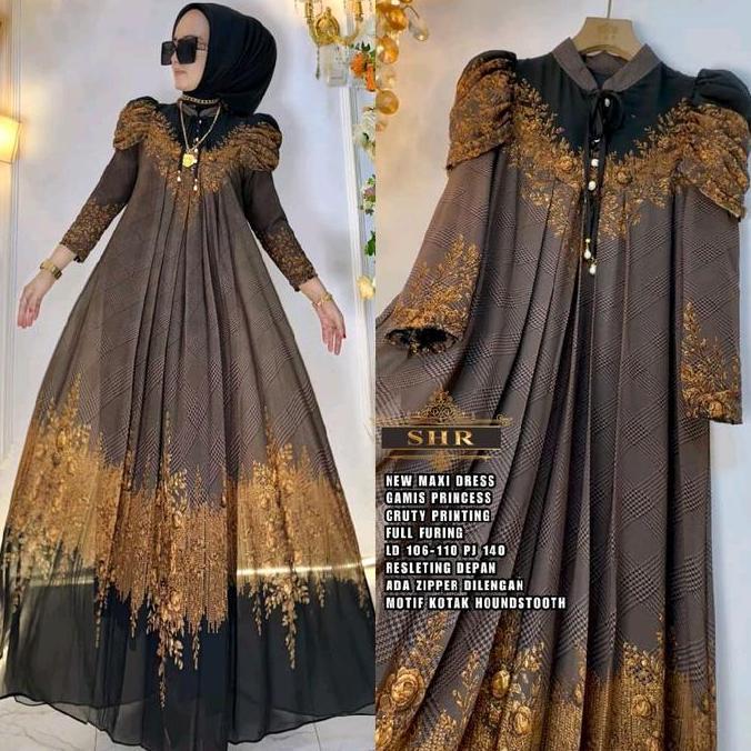 NEWREADY KODE MAXI DRESS  KEMBANG EMAS MEWAH 100%ORI SHR