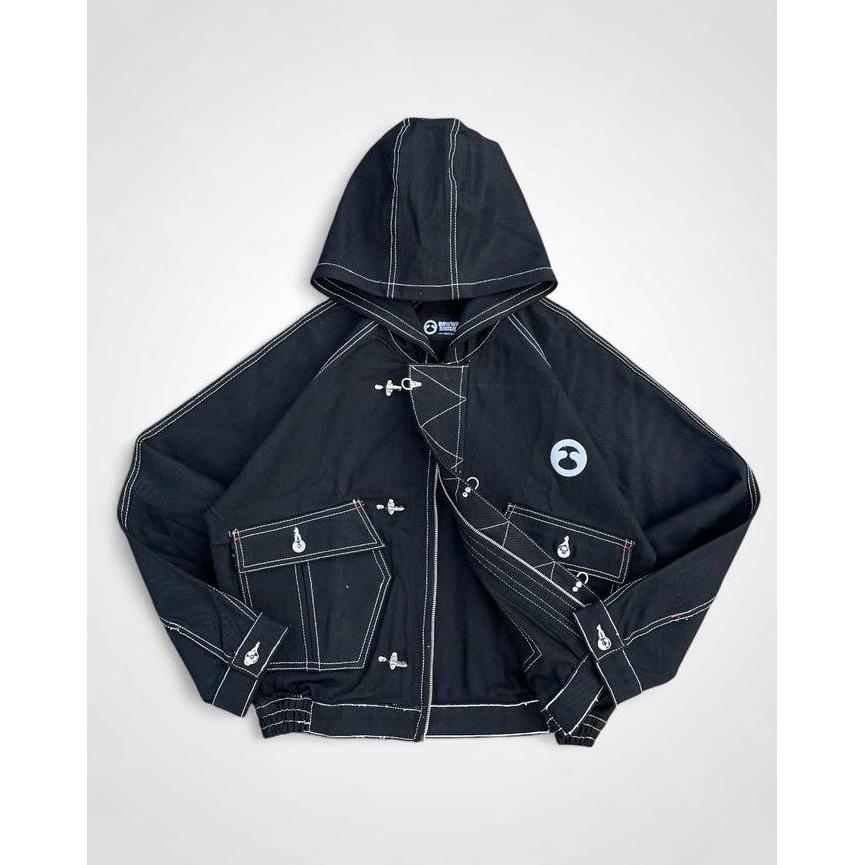 Bawwa | Jaket RAW DENIM (BAHAN KAKU) FIREMAN CLASP | JONES SERIES |  BLACK | Jaket Hoodie FIREMAN CL