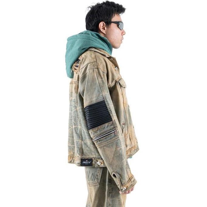 A1 Biker Jacket - Carbon Cream Stone - Denim Jacket