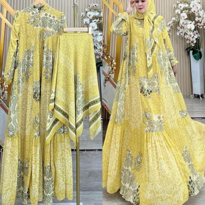Gamis Dijah Premium Print kode 033 | Gamis Wanita Muslimah Printing Premium