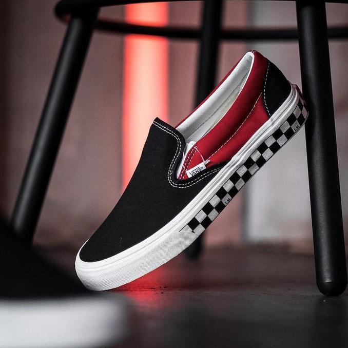 Vans Slip On BMX Checkerboard Black Red Orinal