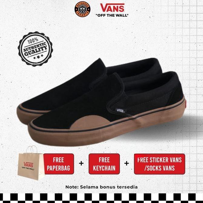 Vans Slip On Pro Black Suede Gum Sole