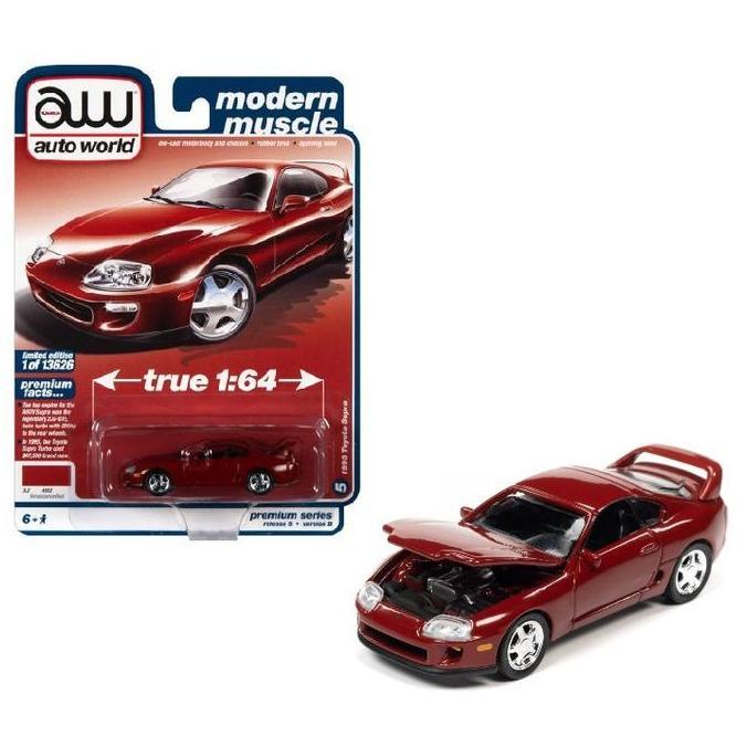 AWSP090-24B 1/64 AUTO WORLD TOYOTA SUPRA RENAISSANCE RED DIECAST