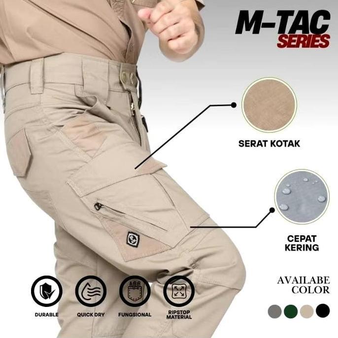 Calca- M-Tacshen Celana Cargo Tactical Panjang Santai Bahan Ripstop Tortnado Abu Hitam Navy Size Lp 