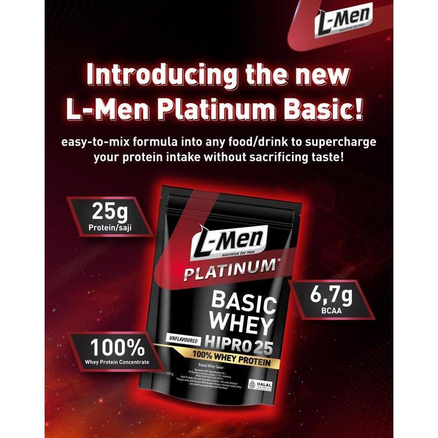 Kerenabis- L-Men Platinum Basic Whey Protein Unflavoured 800Gr 1,7Lbs - 25G Whey Protein - 21 Servin