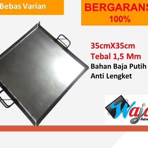 Wajan Datar Anti Lengket Baja Putih Roti Bakar 35X35