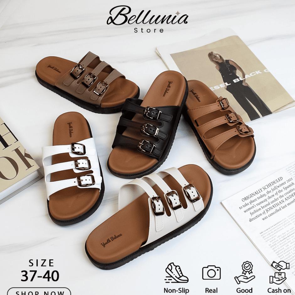 Sandal Flat Jelly Wanita Tali 3 Karet Premium Polos Rumah Import Balance 225-X4