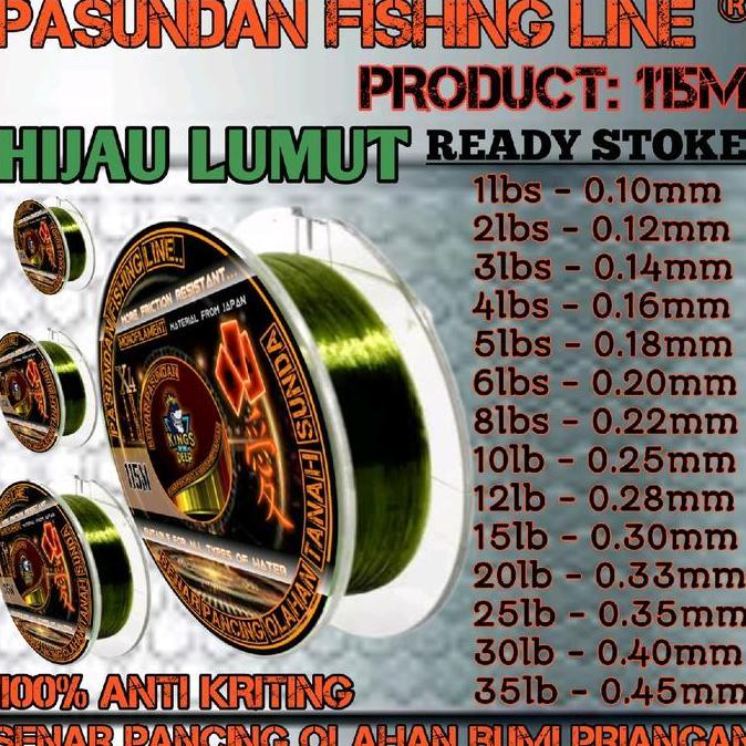 Pesce- Pasundan Fishing Line Rna Hijau Lumut Panjang 100Meter+15M Benang Tali Senar Pancing Anti Kri