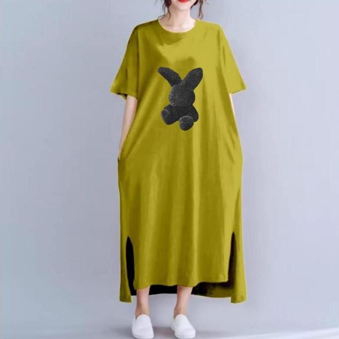 Vestito- Daster Nita Jumbo Panjang Rabbit Hitam Ld 120/140 Cm - Nyaman