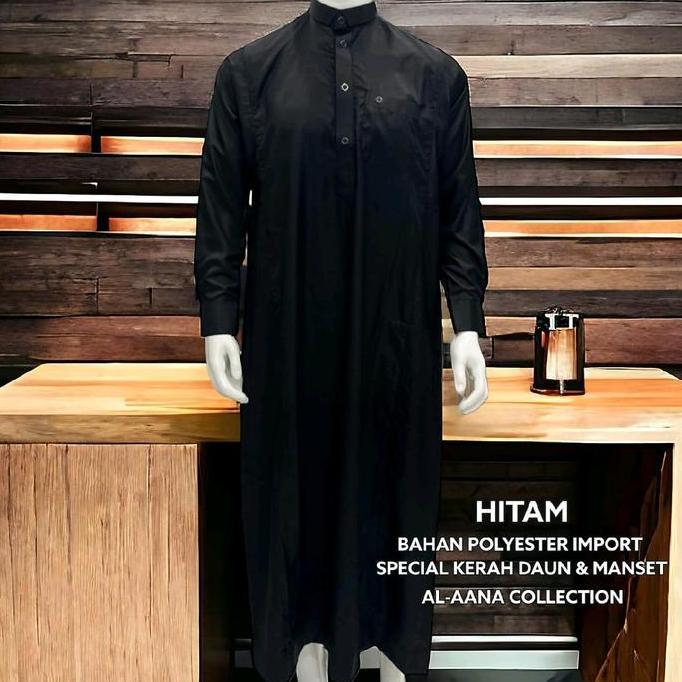 jubah al aana premium manset kerah daun gamis pria dewasa Poliester