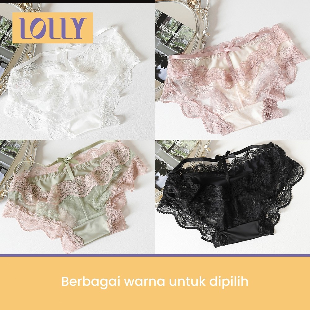 Lolly Celana Dalam Wanita Rendah - Kain Renda Prancis + Katun Antibakteri Seksi Nyaman #K-072