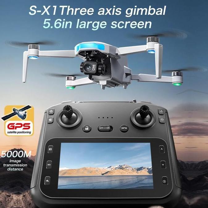 Drone S-X1 Kamera HD 1080P Gimbal 3-Axis + EIS, Hasil Rekaman Super Stabil