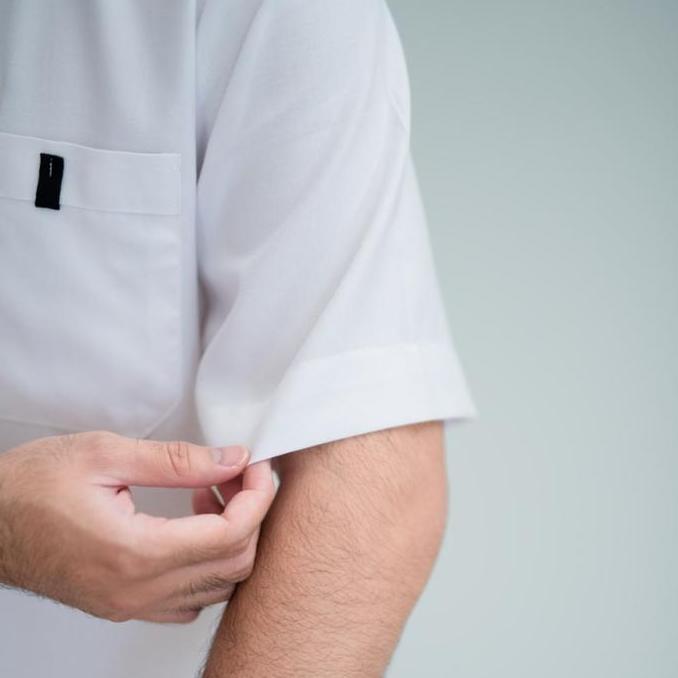 Setelan Baju Celana Koko Gamis Pria Lengan Pendek Putih Jumuah Nazeer Muslim