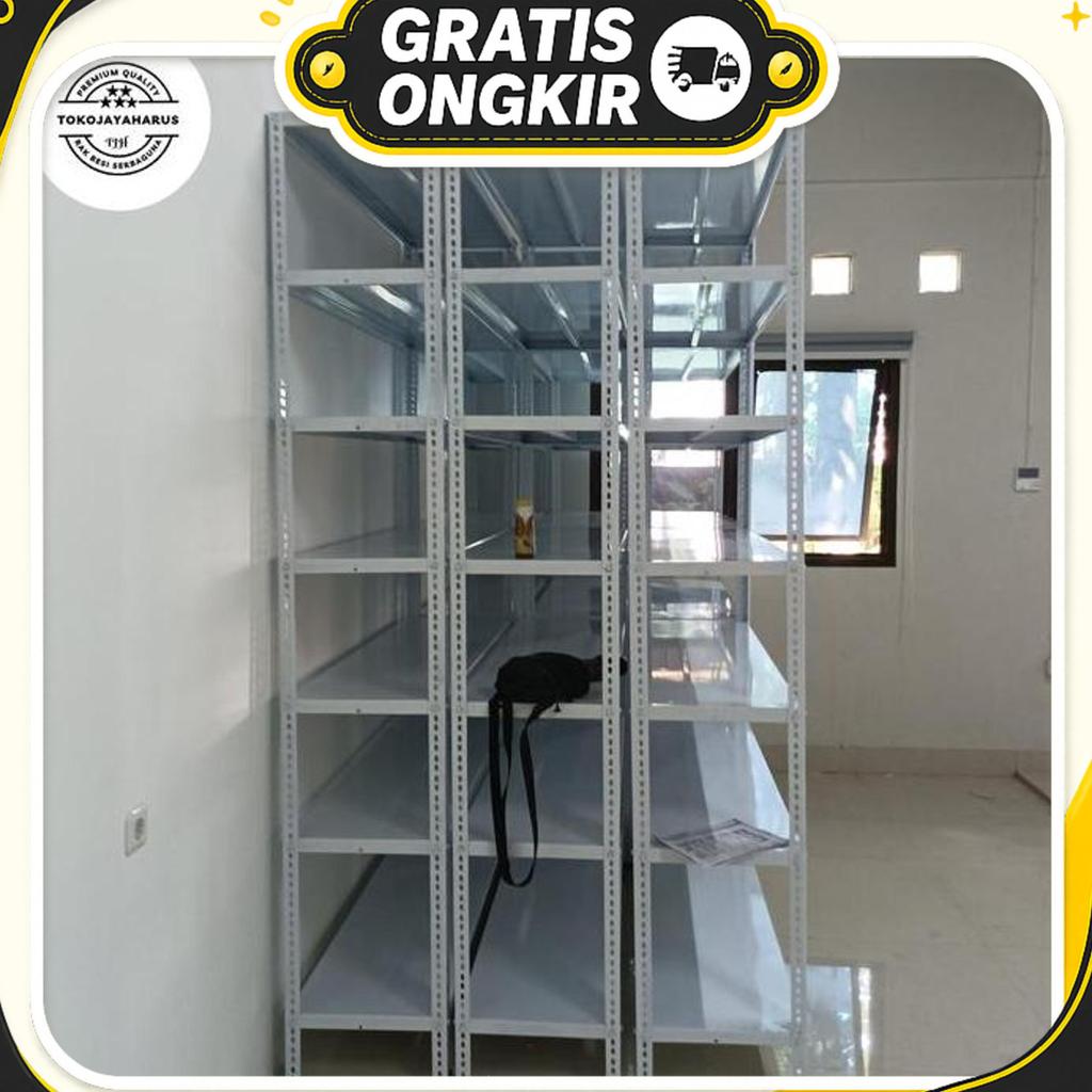 Rak Besi Siku Tebal Serbaguna 7 Susun Rak Gudang, Rak Toko, Rak Serbaguna, Tiang Siku Lubang, Ambala