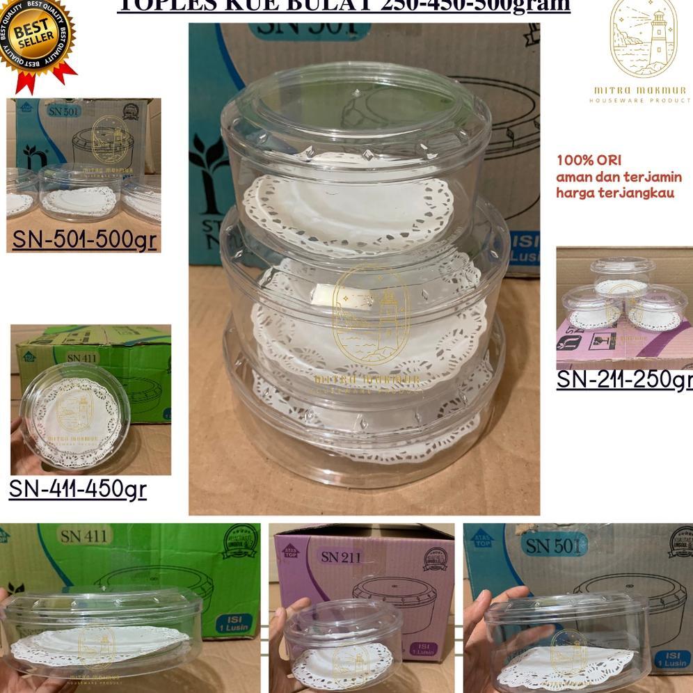 Terlaris Sale Toples Kue Nuai 250-450-500 Gram Toples Nuai Sn 211 411 501 Model Bulat Toples Lebaran