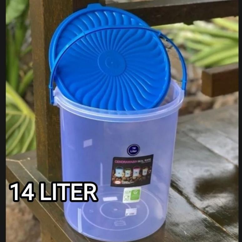 Terlaris Toples Tenteng 14 Liter Shinpo/Toples Kerupuk/Toples Plastik Gagang Serbaguna Shinpo