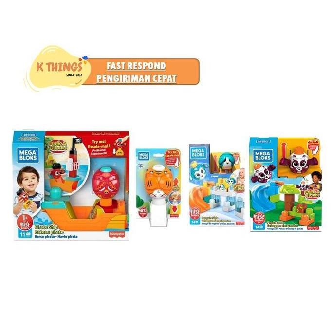 FISHER PRICE Mega Bloks Peek a Blocks Penguin Slide 14 Pcs ORI 1+ Mainan Edukasi Balita
