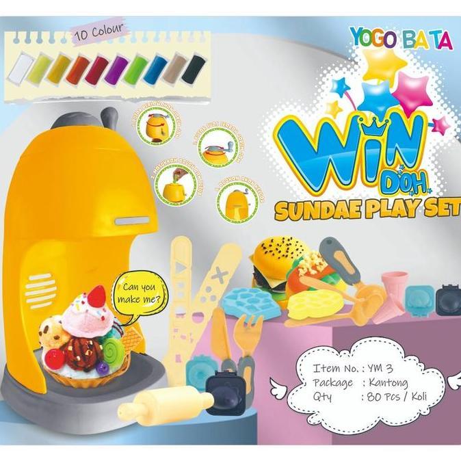 -Tictoctoys- Mainan lilin WIN DOH sundae playset mainan duh anak sensory ice cream