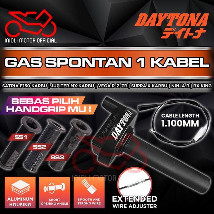 PAKET GAS SPONTAN DAYTONA 1 KABEL SATRIA F150 KARBU JUPITER MX KARBU VEGA R Z ZR SUPRA X 125 KARBU K