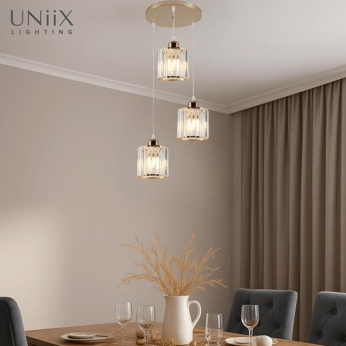 BEBAS ONGKIR - UNiiX - LG8015 | Lampu Gantung Meja Makan Lampu Gantung Hias Kristal Meja Makan Caban