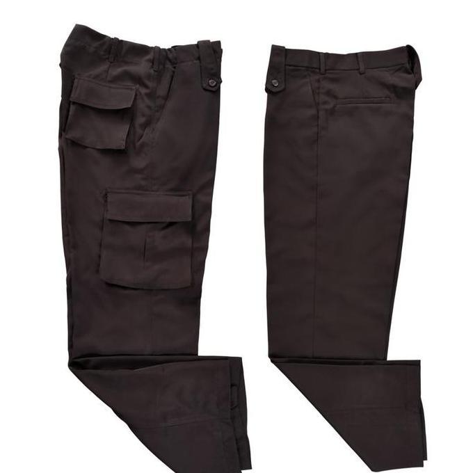 Celana Pdl Coklat Satpam Polisi Pria Panjang - Bahan Ripstok/Serat Kotak/Katun Tebal - Hitam