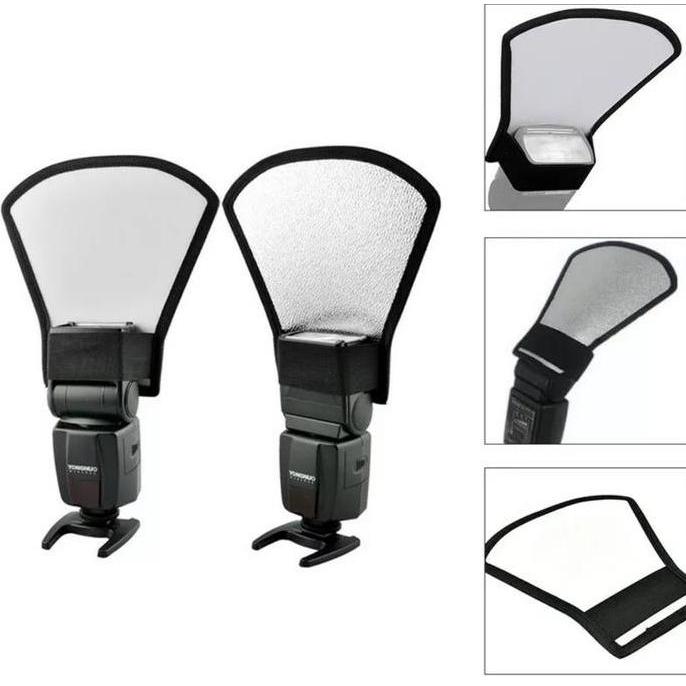 EVANSANJAYA78 - UNIVERSAL CAMERA FLASH DIFFUSER 2 IN 1 SOFTBOX SILVER WHITE REFLECTOR