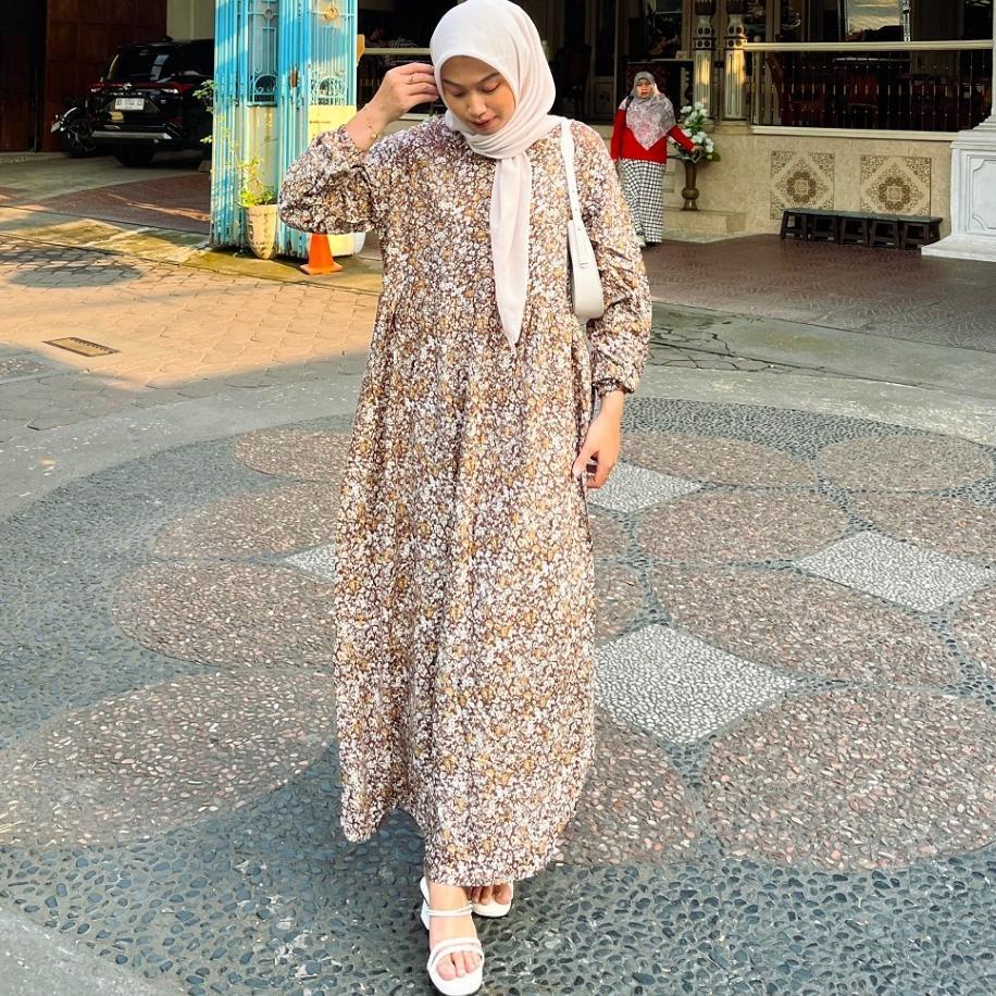 MIDI DRESS GAMIS RAYON PREMIUM JUMBO / MAHALINI FLOWY DRESS MOTIF BUSUI FRIENDLY