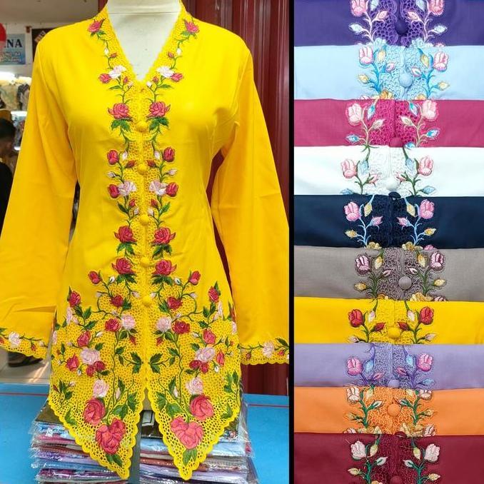 NEW " MOTIF BUNGA MAWAR " KEBAYA ENCIM BORDIR BAHAN KATUN JEPANG TOYOBO ORI