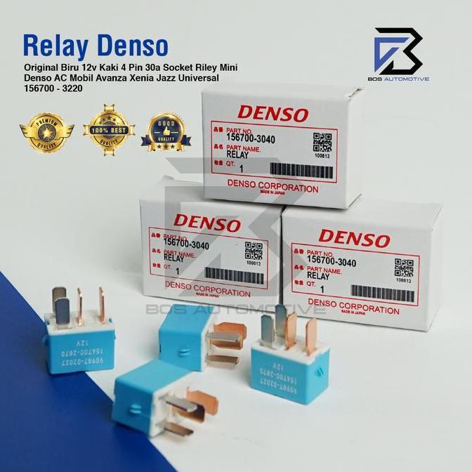 Relay Denso Original Biru 12V Kaki 4 Pin 30A Socket Riley Mini Denso Ac Mobil Avanza Xenia Jazz Univ