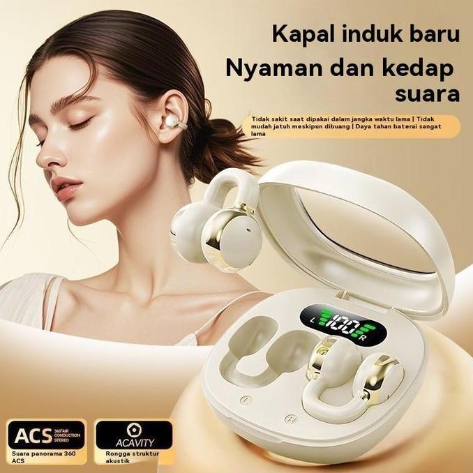 ACS OWS Wireless Ear Clip Earbuds Headset Bluetooth Pengisian Earphone Headphone Konduksi Tulang Ola