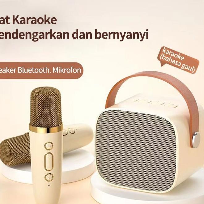 Speaker Microphone Karaoke Set Bluetooth Mini Full Bass Portable Karaoke Bass K1 Microphone Premium 