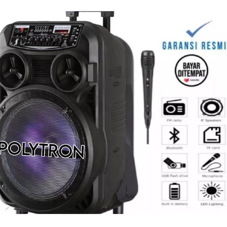 Speakee Bluetooth Mp3 Salon 3381 Power Bass Kimiso / Polytron Karaokean Gratis Mic Karaoken Bisa Cod